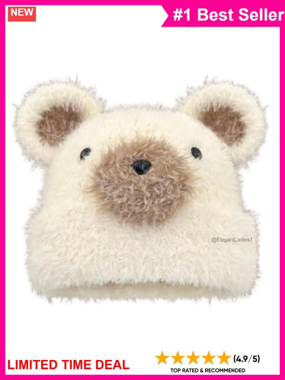 Bear Ears Plush Knitted Beanie Winter Hat